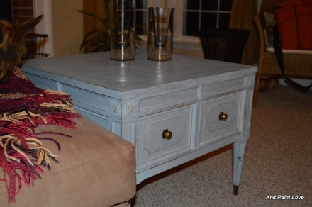 Finished end table placed in the family room